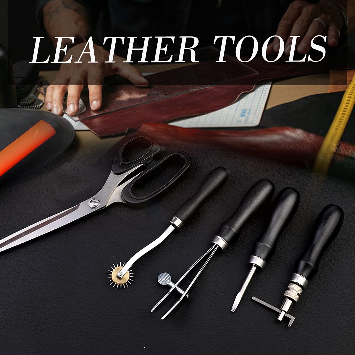 328PCS Leather Working Kit, Leather Working Tools with Manual - Stamp Tools, Stitching Groover and Rivets Kit for Beginners to Professionals