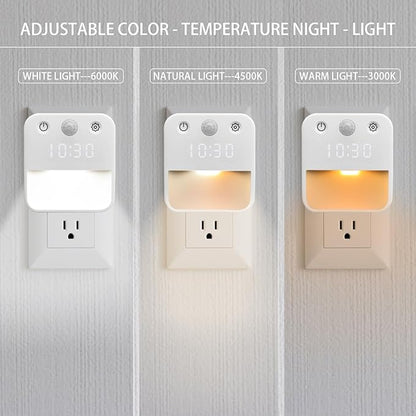 SX.man&sog Motion Sensor Light Indoor,3 Colors Temp Adjustable Motion Light Indoor with Time Display Ideal Night Lights for Bedroom,Kitchen or Bathroom (2 Pack)