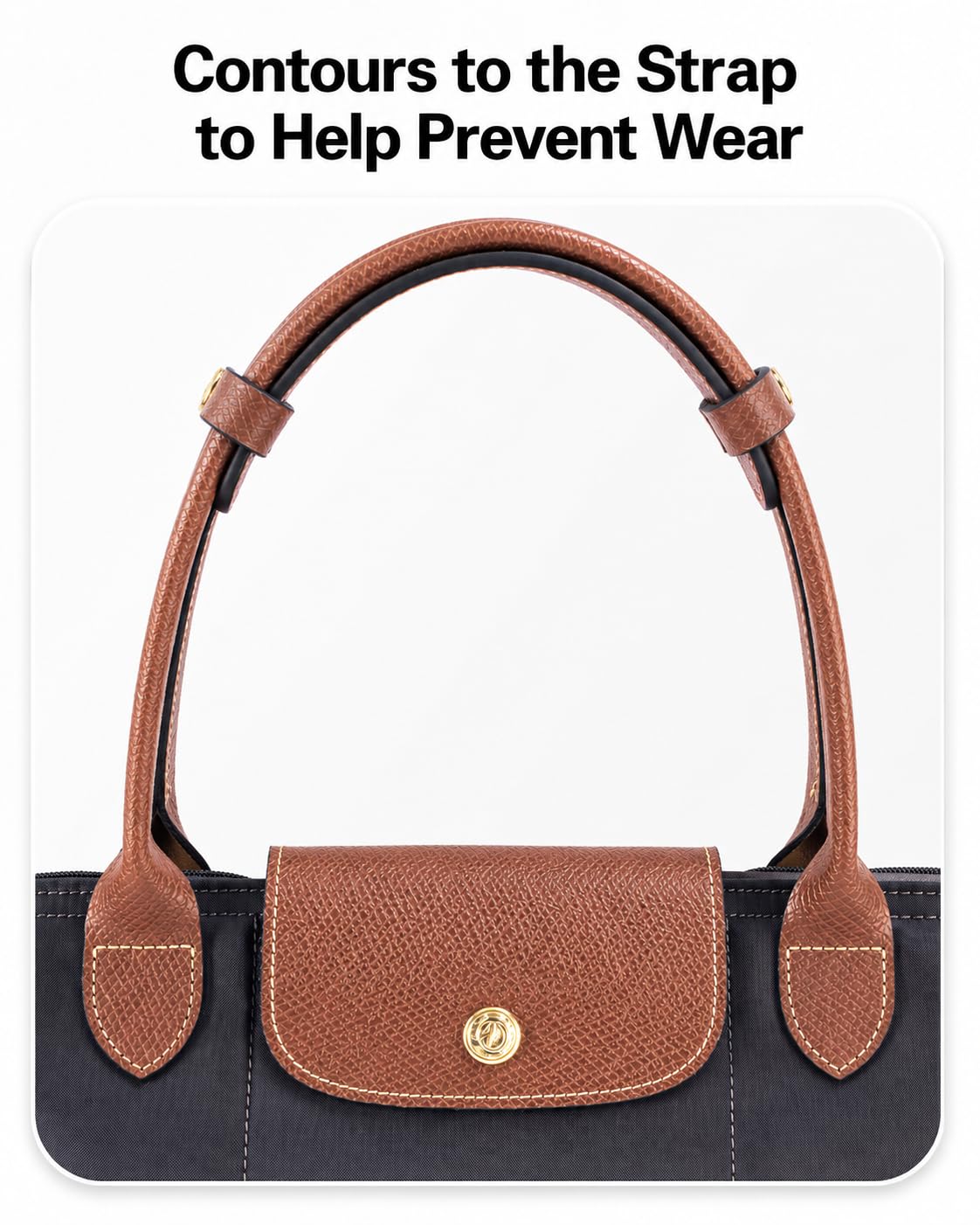 Shoulder Strap Pad Compatible with Longchamp Le Pliage Original Tote Bags – Upgraded Anti-Slip, Pressure-Relief & Wear-Protection Design, Premium Leather, Brown