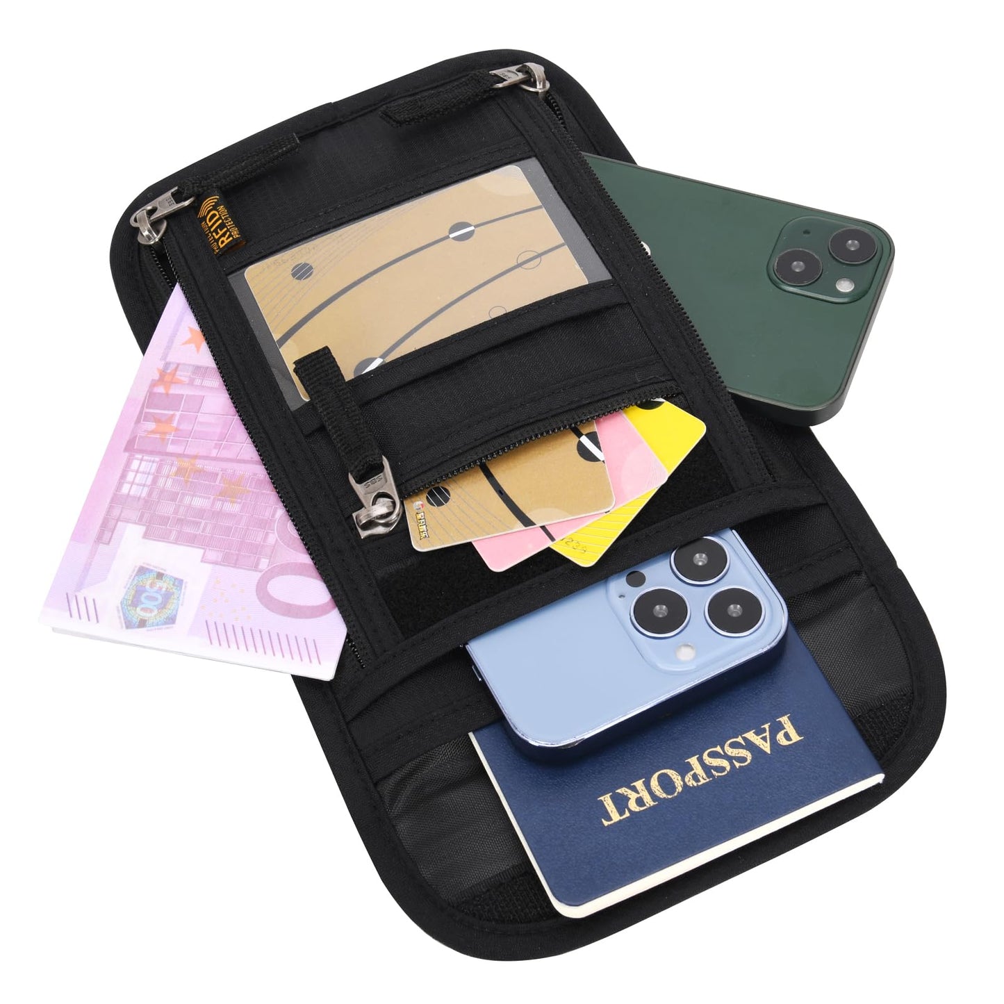 Neck Wallet Lightweight RFID Blocking Waterproof Travel Pouch Passport Wallets for Women Men （B-Green）