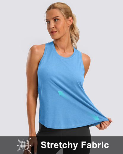 G Gradual Women's Workout Tank Tops Racerback Athletic Yoga Tops Loose Fit Sleeveless Running Gym Sports Shirts for Women(Sky Blue Heather,S)