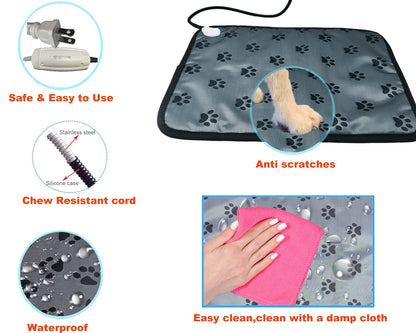 Pet Heating pad Outdoor Small Dog cat Heating pad Heated ped beds for Outside Dogs House Heater Electric Warming pad for Puppies with Timer,Chew Resistant Cord,Easy Clean,Waterproof