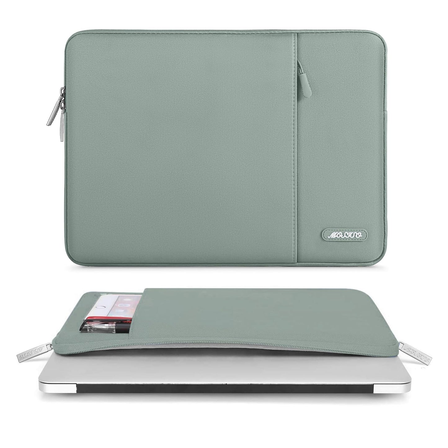 MOSISO Laptop Case 15 inch, 15 inch Laptop Sleeve Compatible with MacBook Air M5 A3448 M4 A3241 M3 A3114 M2 A2941 2026-2023, Dell XPS, Polyester Vertical Computer Sleeve Bag with Pocket, Antique Green