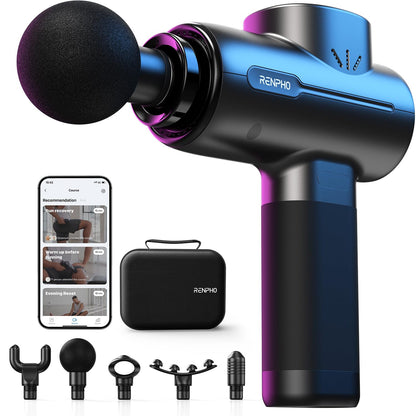 RENPHO Massage Gun with Bluetooth, FSA HSA Eligible Portable Percussion Massager for Back and Neck, Handheld Device with Carry Case, Gifts for Men Women, Active+