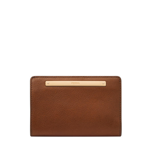 Fossil Women's Liza Leather Wallet Multifunction, Brown Leather Wallet for Women