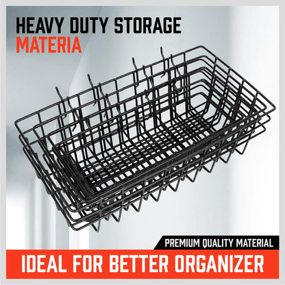 HORUSDY Peg Board Bins and Baskets | 4 Pack | Square Style 4 Size Pegboard Baskets and Pegboard Bins for Organize Workbenches, Accessories