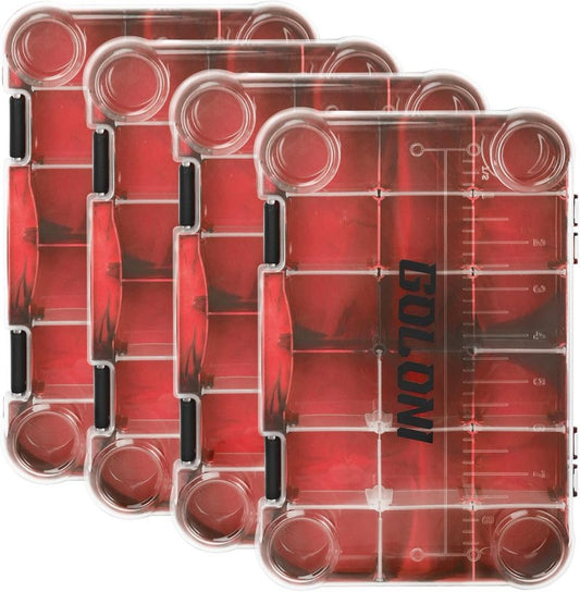 Goloni Fishing Tackle Box - Clear Plastic Storage Organizer with Removable Dividers | 3600 Tackle Trays, 4 Pack