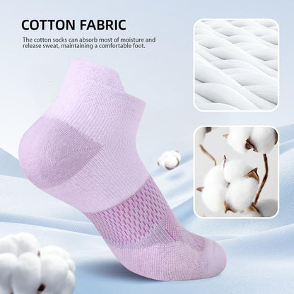 FITRELL 5 Pairs Ankle Running Socks for Women Athletic Cushioned Low Cut Tab Sports Socks, Rococo, Medium