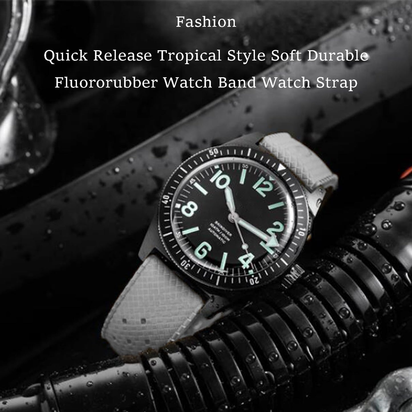 Nizonlaie FKM Rubber Watch Band Tropical Style Quick Release Fluororubber 18mm 20mm 22mm Watch band Soft Breathable Durable Sporty FKM Rubber Watch Strap Replacement Band Strap Men Women