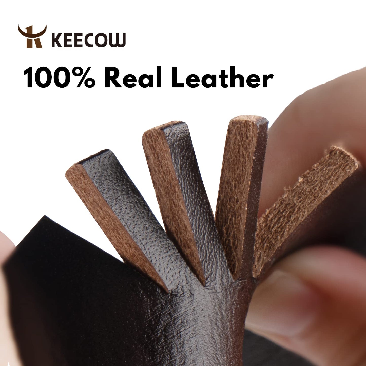 KEECOW Men's 100% Italian Cow Leather Belt Men With Anti-Scratch Buckle,Packed in a Box (1001-brown, 30-33)