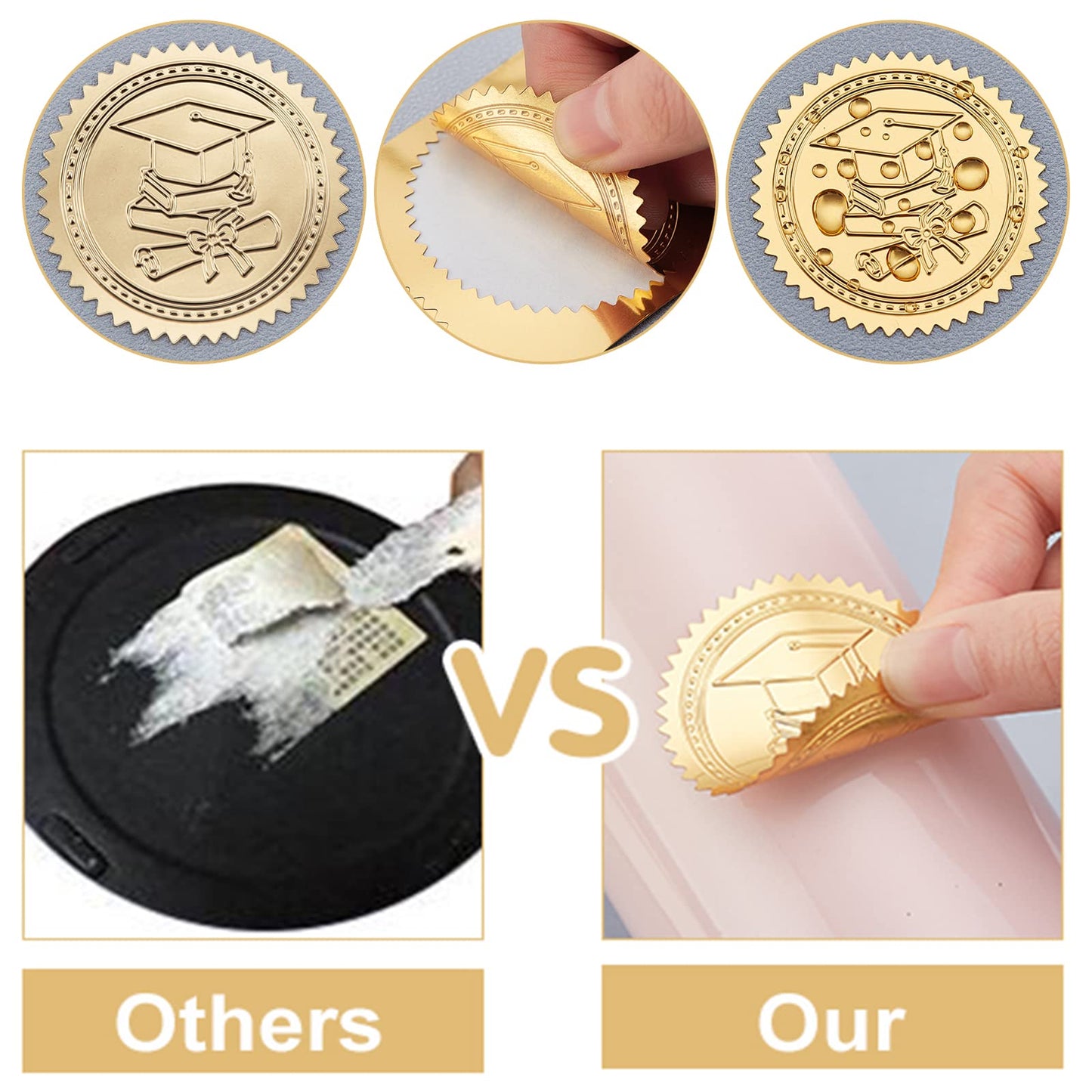 CRASPIRE 2 Inch Envelope Seals Stickers Lemon Fruit Citrus Slice 100pcs Embossed Foil Seals Adhesive Gold Foil Seals Stickers Label for Wedding Invitations Envelopes Gift Packaging