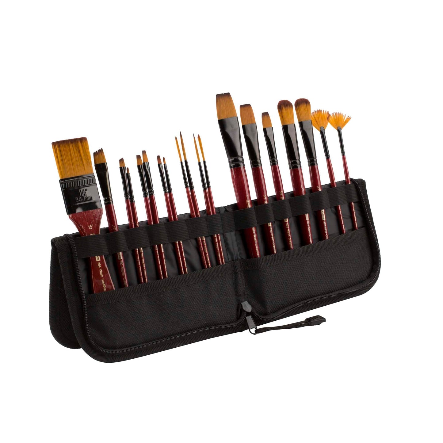 Creative Mark Folding Paint Brush Easel & Travel Case 9" Long - Compact Brush Holder Organizer for Short Handled Paintbrushes - Durable Paint Brush Bag for Storage - Holds up to 20 Brushes