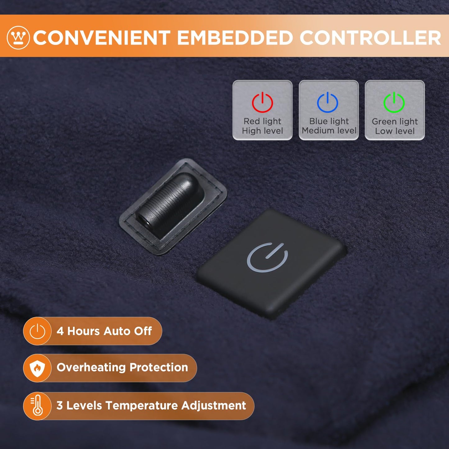 Westinghouse Heated Car Blanket, 12-Volt Electric Blanket for Car, Truck, SUV, RV, Portable Heated Throw for Camping, Grey Buffalo Plaid, 59" x 43”