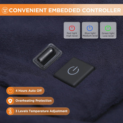 Westinghouse Heated Car Blanket, 12-Volt Electric Blanket for Car, Truck, SUV, RV, Portable Heated Throw for Camping, Grey Buffalo Plaid, 59" x 43”