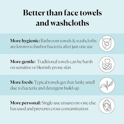 Sky Organics - Gentle Clean Face Towels - 50 XL Single-Use Face Wipes - Ultra