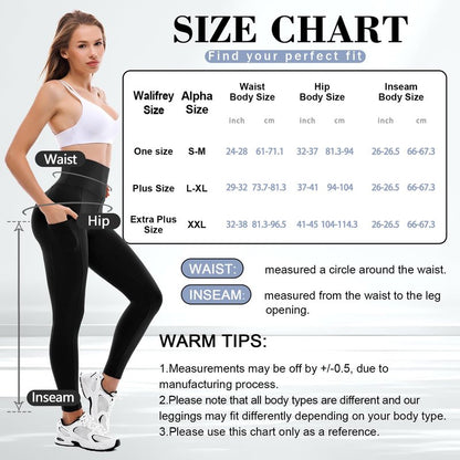 Walifrey Leggings with Pockets for Women 2 Packs,Women's High Waisted Yoga Leggings Gym for Workout Black LXL