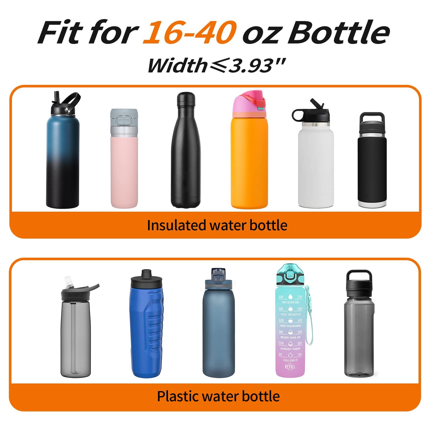 AceTreker Water Bottle Carrier Bag, 32 oz/ 40 oz Insulated Water Bottle Sleeve with Paracord Hanlde & Strap, Neoprene Metal Canteen Pouch Holder with Phone Pocket for Gym, Sport, Fishing