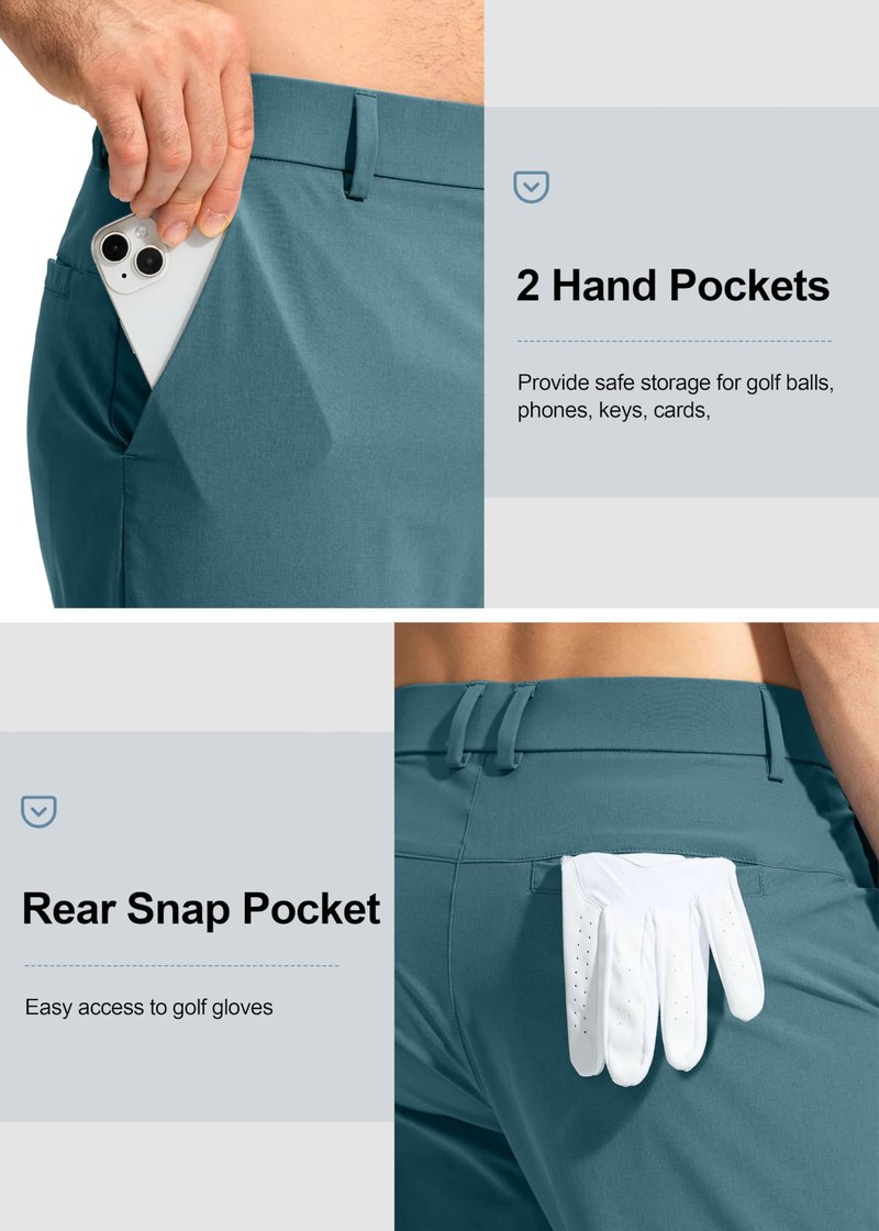 Pudolla Men's Golf Pants Stretch Work Pants for Men Dress Comfy Pants 32 Lightweight Quick Dry Casual Trousers(Vivid Blue 30Wx32L)