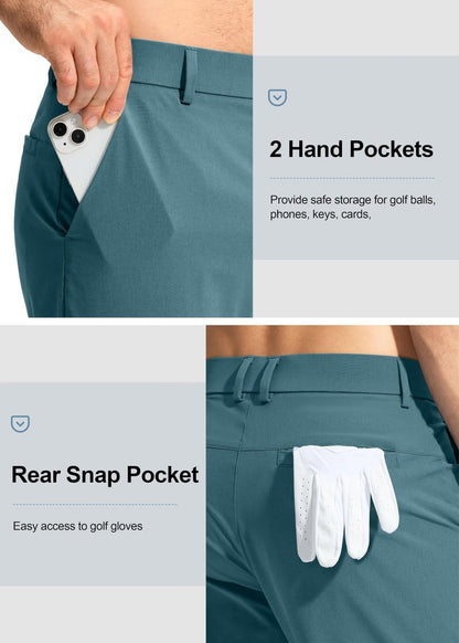 Pudolla Men's Golf Pants Stretch Work Dress Pants Men's Dress Pants 30 Lightweight Quick Dry Trousers with Pockets(Vivid Blue 35Wx30L)