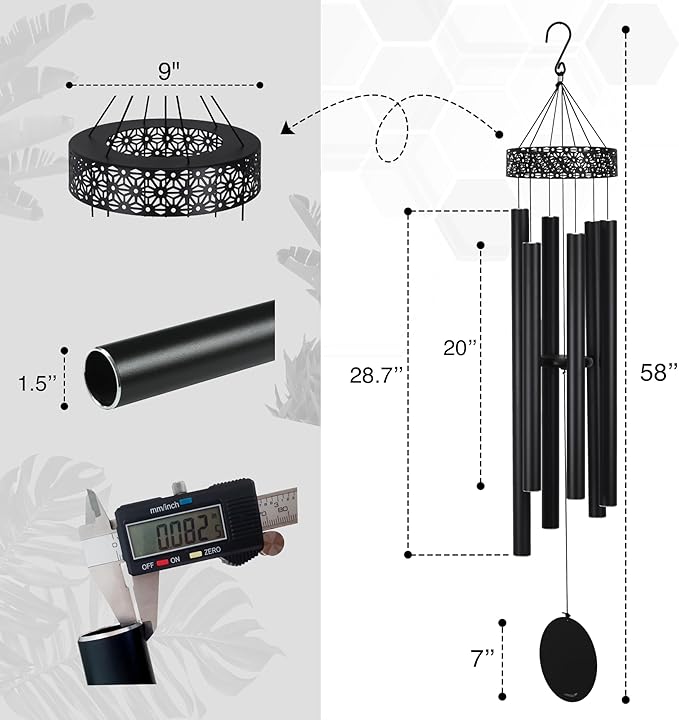Extra Large Wind Chimes for Outside Deep Tone - 58'' Wind Chimes Outdoor Clearance, Deep Tone Wind Chime, Windchimes Outdoors, Memorial WindChimes, Sympathy Gift, Garden Patio Yard, Home Décor