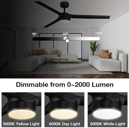 cumilo 60 Inch Smart Ceiling Fans with Lights and Remote,Quiet DC Motor,3 color for Outdoor Indoor Modern Farmhouse Ceiling Fan works with Alexa WIFI APP,Modern White Ceiling Fan for Bedroom Patio