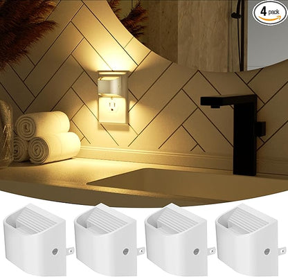 VOLISUN Night Lights Plug into Wall, 4 Pack Up and Down LED Night Light with Dusk to Dawn Light Sensor, 3000K Warm White Nightlight for Hallway, Bedroom, Bathroom, Kitchen White
