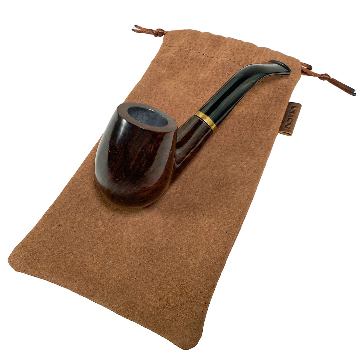 Hide & Drink, Drawstring Bag for Tobacco Pipe Handmade from Sheepskin, Multipurpose Storage for Travel (Cinnamon)