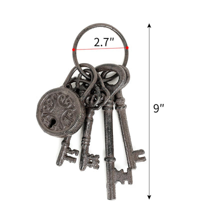 Sungmor Cast Iron Skeleton Keys - Antique Style Keyring Props, Pirate Treasure, Halloween Decor for Home Garden