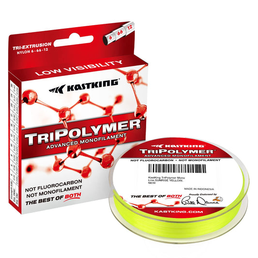 KastKing TriPolymer Advanced Monofilament Fishing Line,Sunrise Yellow,10LB,300 Yds