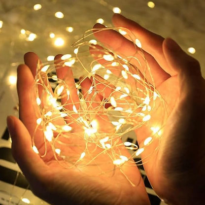 Dazzle Bright Fairy Lights Battery Operated, 20 FT 60 LED Silver Wire Waterproof Battery Operated String Lights, Christmas Decorations for Indoor Outdoor Bedroom Yard Party Decor, Warm White