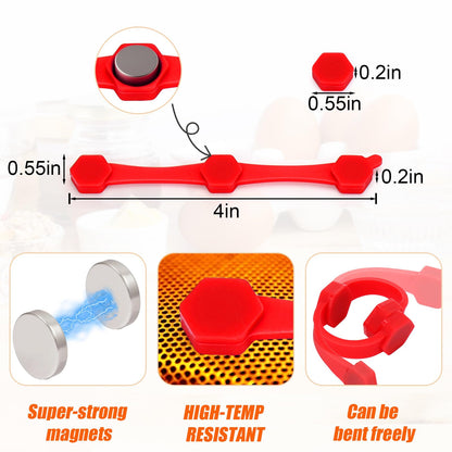 12PCS Air Fryer Magnets Silicone Buckle for Parchment Paper Liners, High-Temp Resistant Air Fryer Accessories, Prevent Burning, Safely Lock Paper from Heating Element or Covering Food (Red)