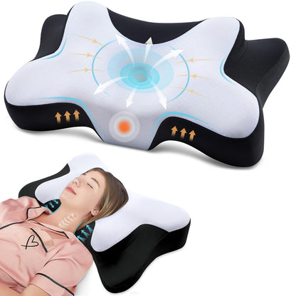 DONAMA Cervical Neck Pillow for Pain Relief,Odorless Contour Memory Foam Pillows with Cooling Pillowcase Cozy Sleeping, Orthopedic Ergonomic Bed Pillows for Side Back Stomach Sleepers