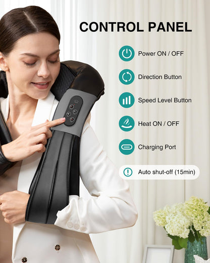 Nekteck Shiatsu Neck and Back Massager with Soothing Heat, Shoulder Massager for Pain Relief Deep Tissue, Electric 3D Kneading Massage Tools for Leg Body Muscle, Corded Power, Gifts for Him Her