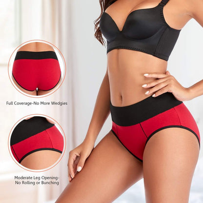 Eiggam Underwear for Women, Women's High Waist Cotton Underwear Soft Breathable Panties Stretch Briefs, Tummy Control Panties, X-Large, 6-Pack