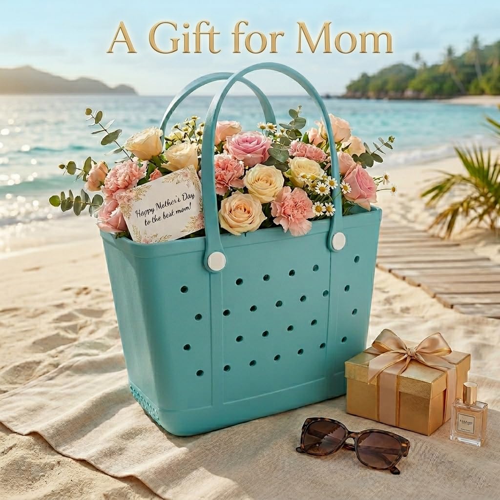 Juyeesm X Large Beach Bag, Oversized Rubber Beach Bag, Washable Open Tote Bag Durable Tote Travel Bags for Outdoor Sport