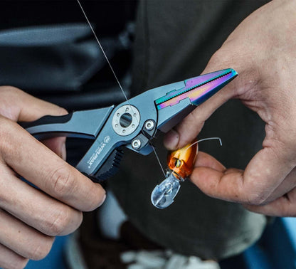 Fishing Pliers for Saltwater & Freshwater, with line Cutter, 6 or 7.5 inch, Hook Remover Pliers, SUS420 Jaws with Titanium Coating, Tungsten Carbide Cutter (Black, 7.5 inch)