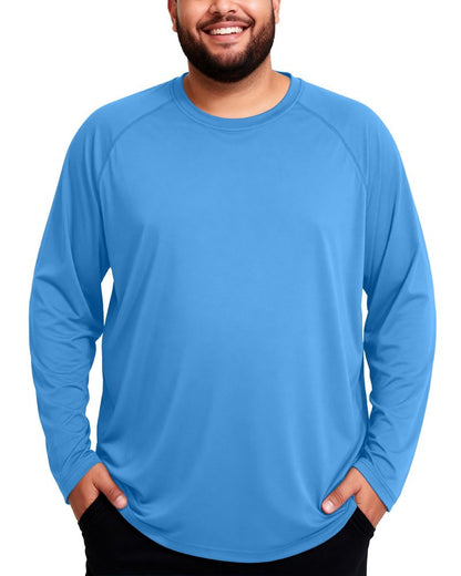 Roadbox Men's Big and Tall UPF 50+ UV Sun Protection Shirts, Long Sleeve Cooling Rash Guard Quick Dry Fishing Swim T-Shirt Navy Blue