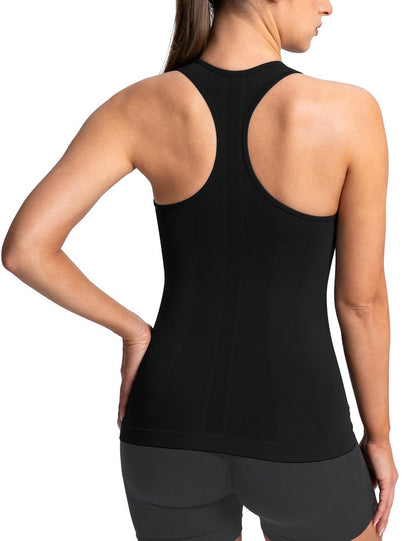 MathCat Workout Racerback Tank Tops for Women, Seamless Padded Athletic Yoga Running Tops Camisole Shirts with Built in Bra Black