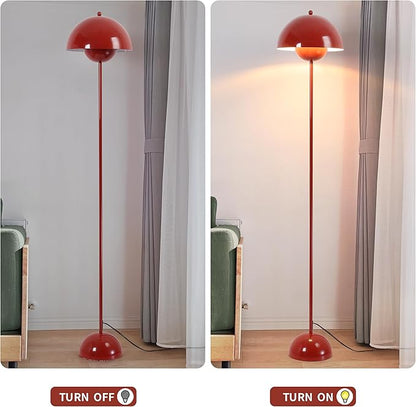 Modern Flowerpot Floor Lamp for Living Room, Industrial Tall Standing Lamp for Bedroom, Metal Shade Reflecting Light Reading Floor Lamp for Bedroom, Nursery Room, Corner(Dark Red)