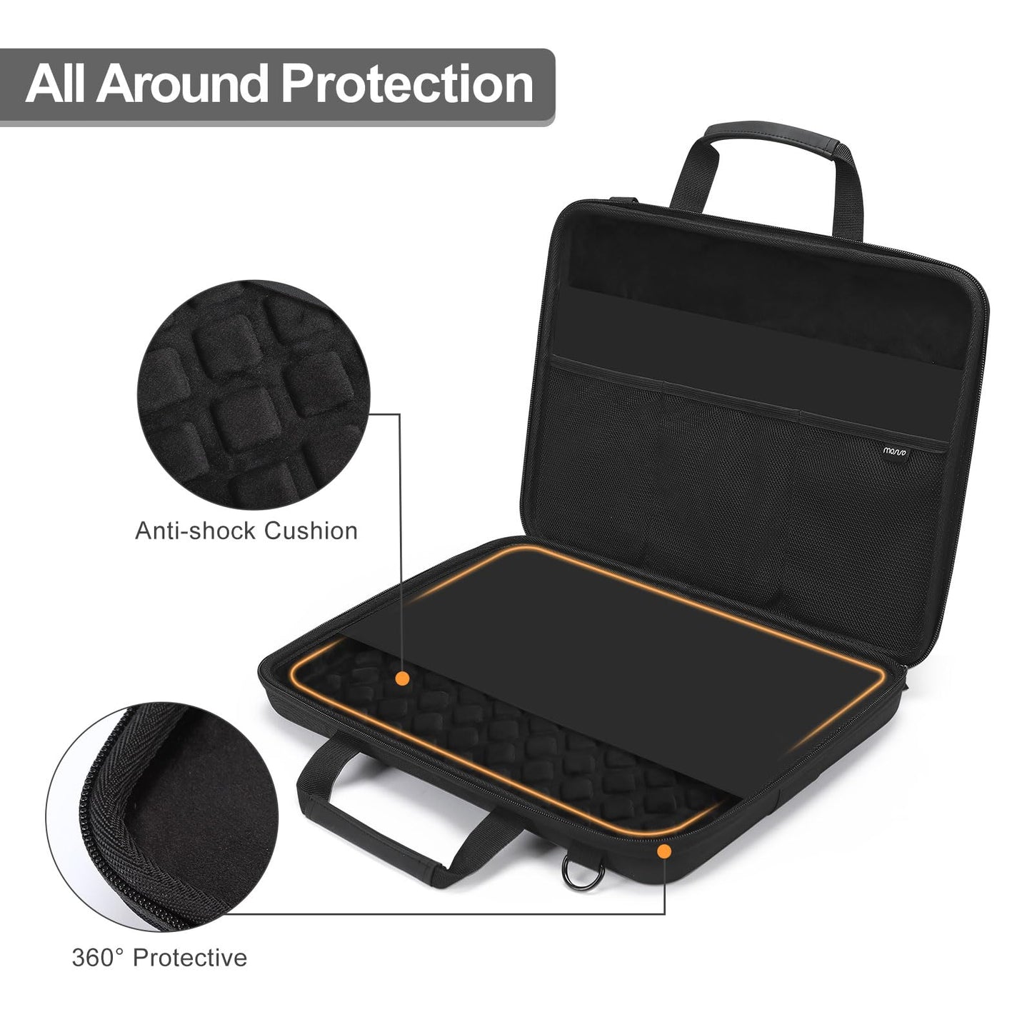MOSISO Laptop Bag for Men,15-16 inch Computer Bag Compatible with MacBook Air 15 inch/Pro 16 inch, HP, Dell, Lenovo, Asus, Acer, Hard Shell Laptop Case with Front Pocket&Shoulder Strap, Black