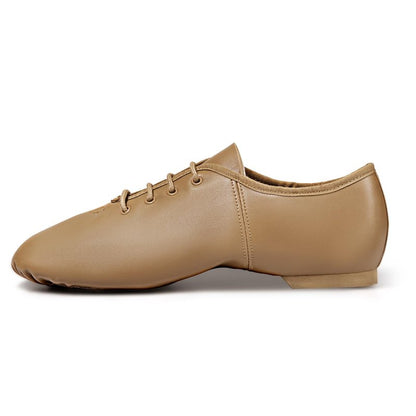 Linodes Leather Lace Up Unisex Jazz Shoe for Women and Men's Dance Shoes Brown 8.5M UPD