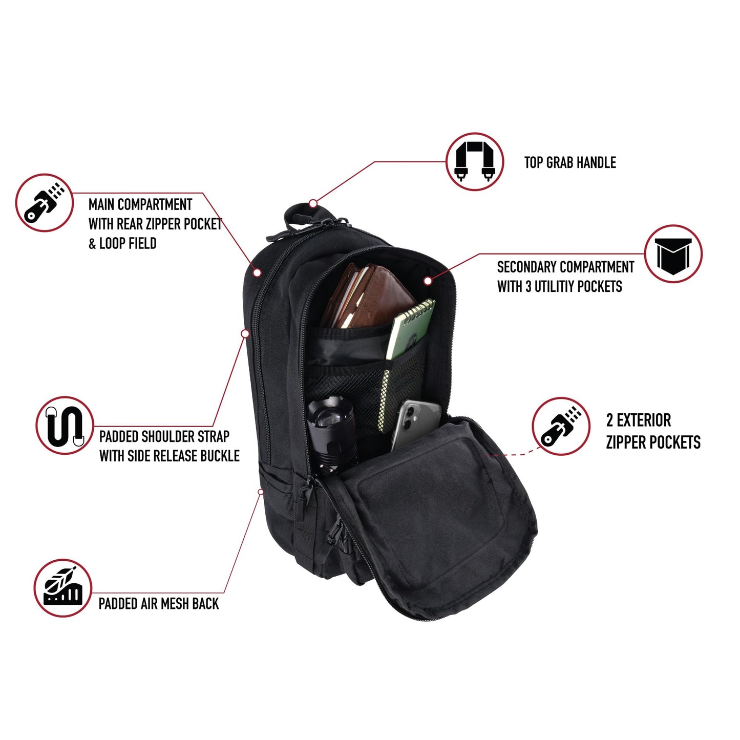 Rothco Tactical Traveler Crossbody Bag – Rugged Outdoor Travel Backpack for EDC Gear