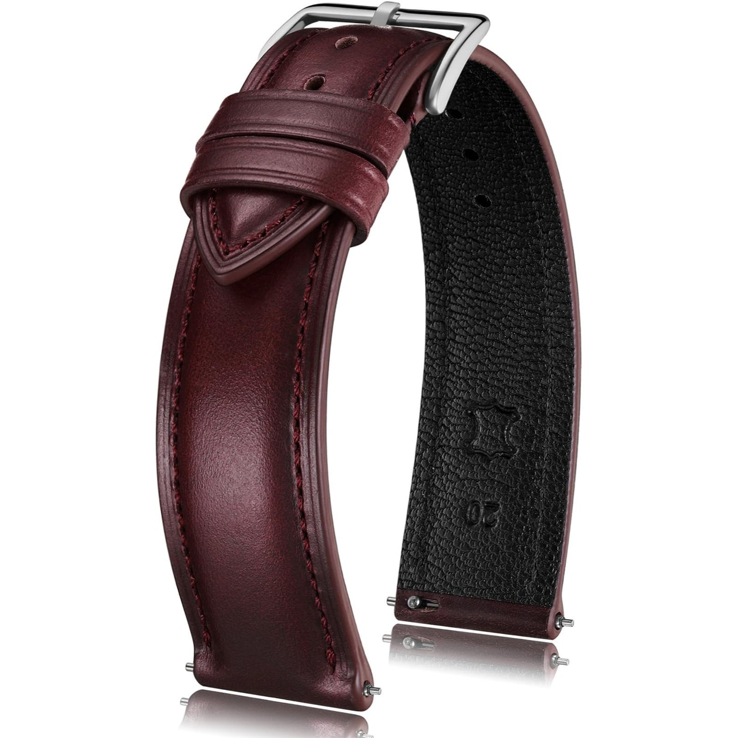 Getalia Luxurious leather Watch Band, Top Grain Genuine Leather Vintage Oil Wax, 18mm 19mm 20mm 21mm 22mm Quick Release Replacement Retro Straps for Men and Women, Thick & Soft (Wine Red Width:20mm)