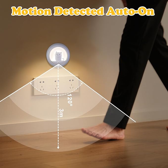Attivolife Cat Magnetic Motion Sensor Light, Rechargeable Locker Night Lamp Dimmable, Warm White LED, Bedroom Hallway Stair Bathroom Kitchen