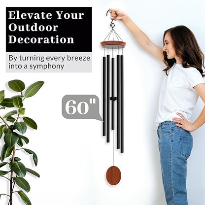 Extra Large Outdoor Wind Chimes 60" (Deep Tone, Weather Resistant)
