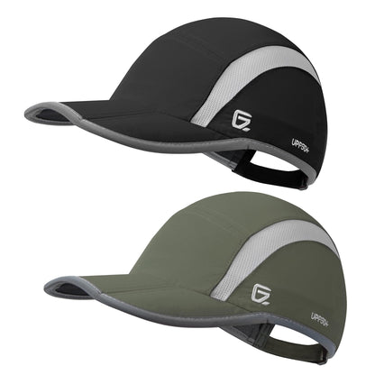 GADIEMKENSD 2 Pack Foldable Sports Sun Cap Men Women UPF50+ Protection Golf Hat Reflective Running Hat Cooling Summer Baseball Cap Hiking Camping Orange