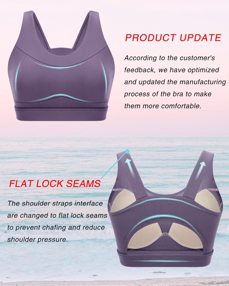 RUNNING GIRL High Impact Sports Bras for Women,Racerback Bra Workout Crop Tops for Women(WX2667 Purple,S)