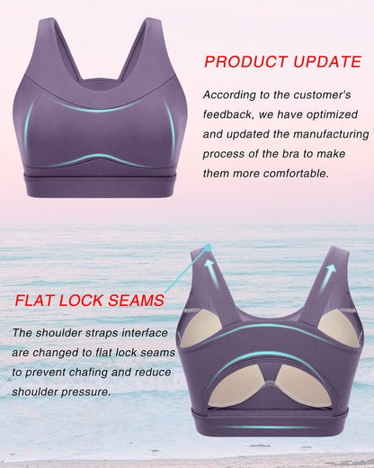 RUNNING GIRL High Impact Sports Bras for Women,Racerback Bra Workout Crop Tops for Women(WX2667 Purple,S)