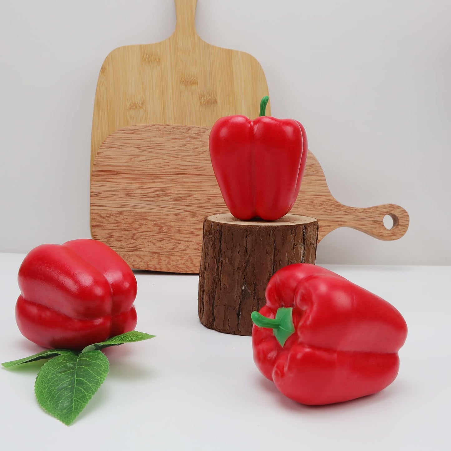 Gresorth 8pcs Artificial Big Bell Red Pepper Decoration Fake Vegetable Home Kitchen Cabinet Model