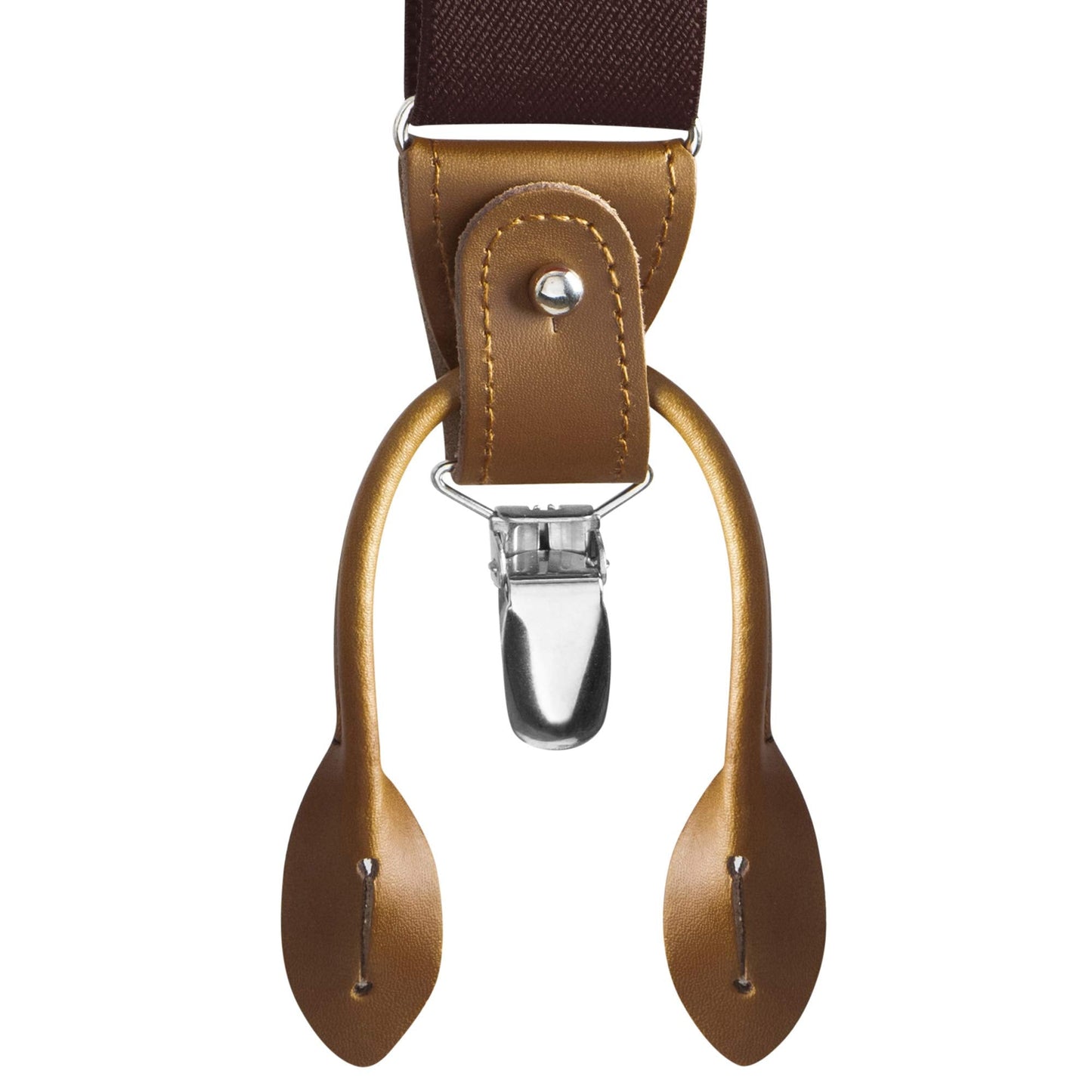 Buyless Fashion Suspenders For Men - 48" Adjustable Straps 1 1/4" - Y Back With Clips And Buttons - 5120-Brown